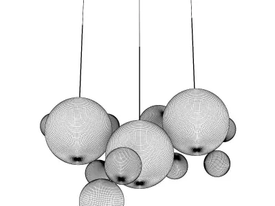Golden Ceiling Lamp with Glass Shades 3D model