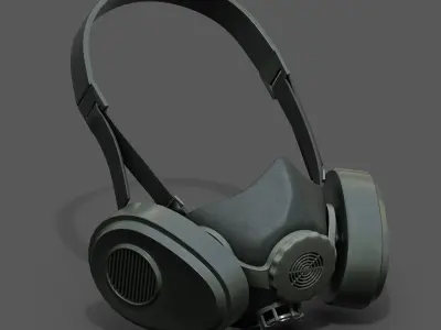 Gas mask helmet 3d model military combat fantasy cyborg armor  Low-poly 3D model