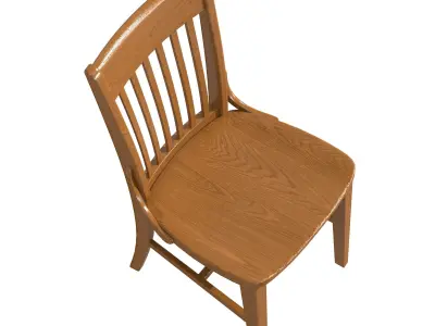 Oak School House Chair 3D model