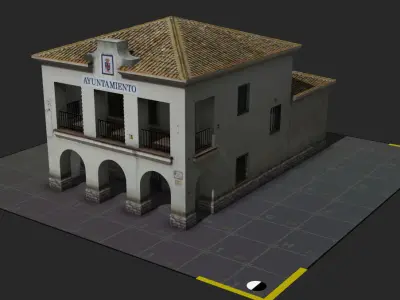 Town Photo based 20 Houses European Low-poly 3D model