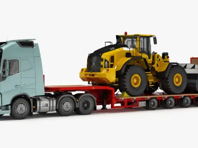  Volvo FH and Loader VOLVO L220H on Lowboy Trailer 