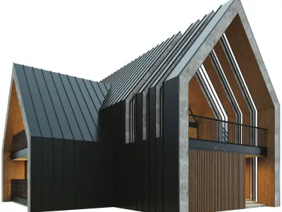 Modern Gable Roof Villa 3D model