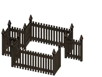20 garden fence set 3D Model Pack