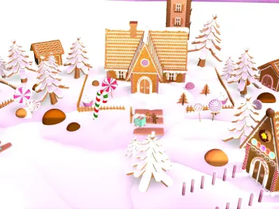 Gingerbread Village V2 Simle house 3D model