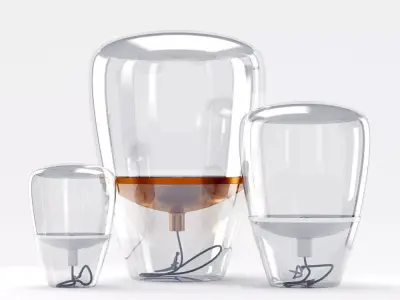 Balloons three glass mugs with liquid inside 3D model