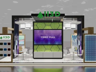 Exhibition Stand Stall Four Side Open 8X9 3D model