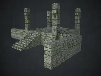 Jungle Stone Altar Environment Game Assets Low-poly 3D model