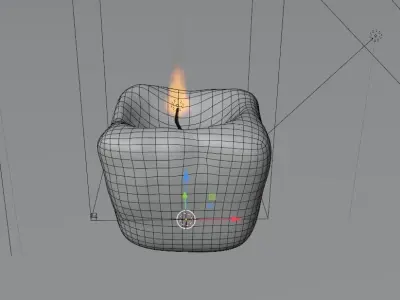 white cylindrical candle 3d-model  Low-poly 3D model