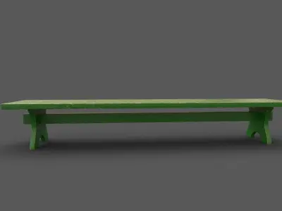School Bench Low-poly 3D model