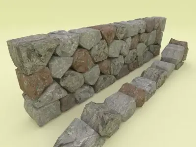 Low Poly Stone Wall Segment 3D model