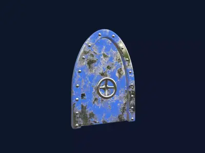 Blue Submarine Doors Stylized Rusted Metal 3D Model 3D model