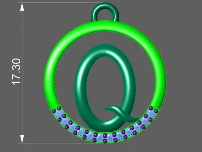 Initial Letter Pendant Q 3D print model