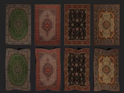  Four Highly Detailed Medieval Style Tapestries 3D Model Pack