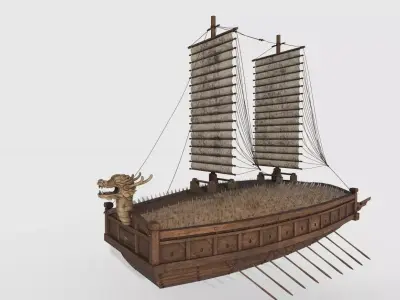 Ancient Korean turtle boat in Jinhae 3D model