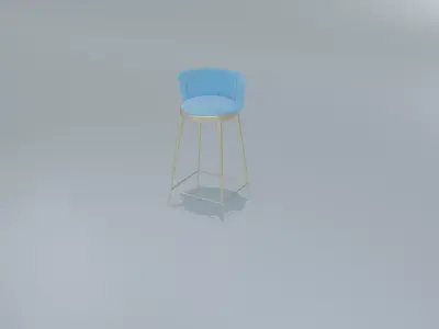 Sleek Modern Bar Stool Contemporary Blue BarStool  Free 3D model