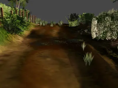 Road scene Low-poly 3D model