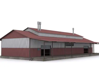 Warehouse house Low-poly 3D model