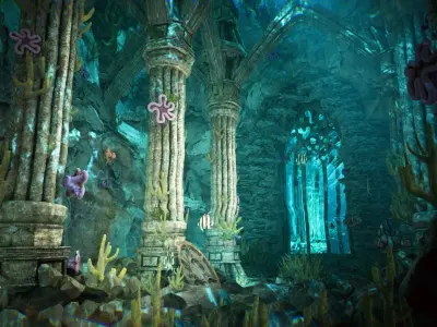 Atlantis Ruins 37 Assets Low-poly 3D model