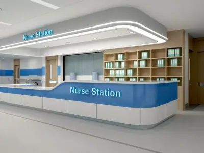 Hospital Corridor Nurses Station 01 3D model