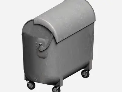Galvanize big street garbage container with adjustable cover Low-poly 3D model