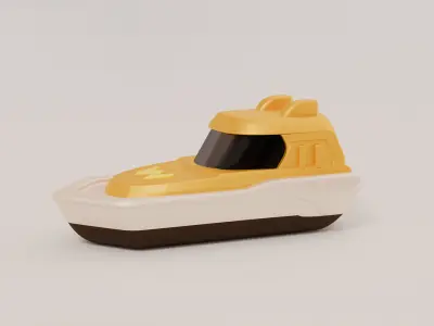 3D Yort Speed Boat Stylized 3D yacht Game Asset Free low-poly 3D model