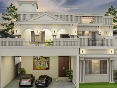 1 kanal spanish house exterior front elevation 3D model