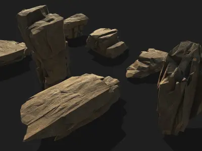 desert rocks - 3D Models PBR Pack 10 Low-poly 3D model
