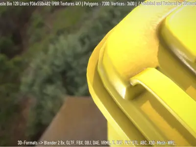 Yellow Plastic Waste Bin 120 Liters 936x550x482 Low-poly 3D model