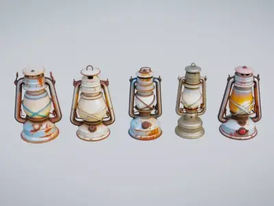 Oil Lamps Collection Low-poly 3D model