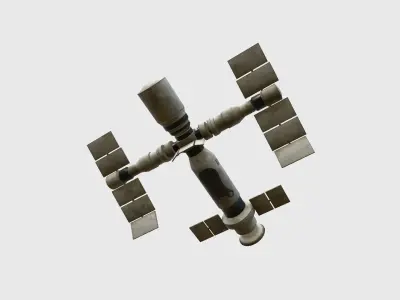 Satellite F07 Dirty Blue - SciFi Space Design Low-poly 3D model