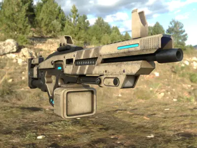 Futuristic  Sci-Fi Heavy Assault Rifle Low-poly 3D model