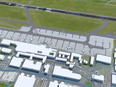 Nuremberg Airport 10km Low-poly 3D model