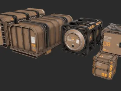 Sci-Fi Containers Pack Low-poly 3D model