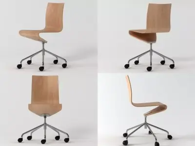 W C S four different office chairs on wheels 3D model