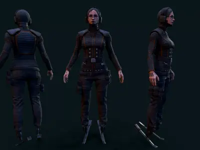Cyberpunk Girl Low-poly 3D model