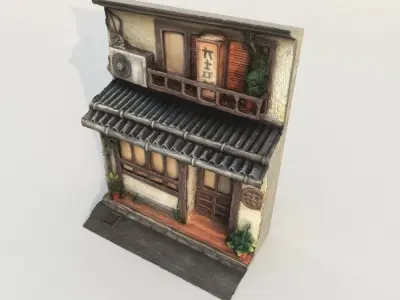 - Japanese House Facade - Low-poly 3D model