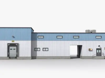 Factory x3 Low-poly 3D model