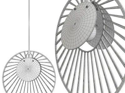 MAGDALENA circular pendant light in brass and wood Low-poly 3D model