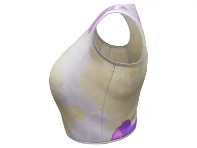 Floral Pattern No Sleeves Round Neck Top Low-poly 3D model