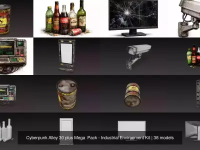 Cyberpunk Alley 30 plus Mega  Pack - Industrial Environment Kit