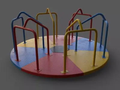 PBR Merry Go Round Roundabout A Low-poly 3D model