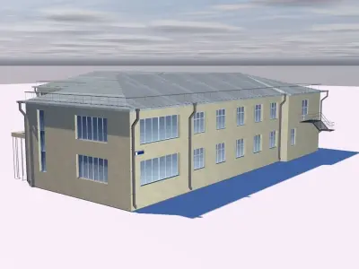 Shop model office building on cloudy day 3D model