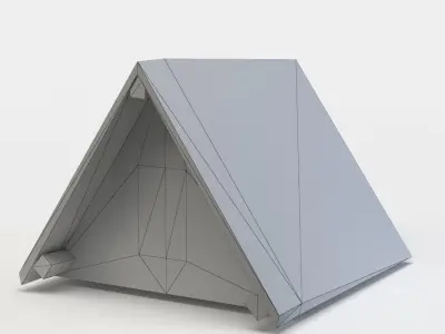 Dormer cottage with wooden roof Low-poly 3D model purchase