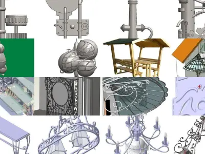 100 artistic interior and exterior metal work 3D Model Pack