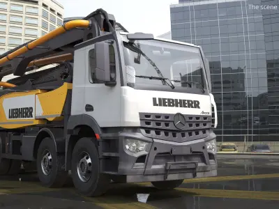  Mercedes Arocs Liebherr Concrete Pump Yellow Rigged 