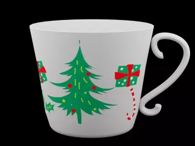 Christmas Tree Tea Cup Low-poly 3D model