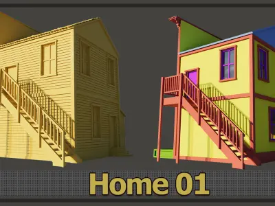 Wooden house Low-poly 3D model 3