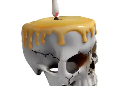 Realistic Skull Candle Halloween Decoration Low-poly 3D model