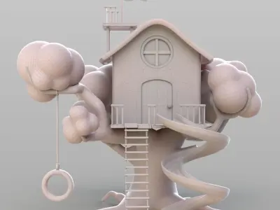 Cartoon Treehouse 3D model