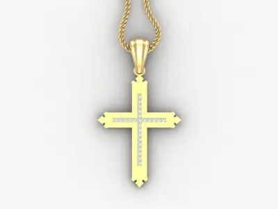 High Cross Pendant Light Gold 18K 4CP046 3D print model